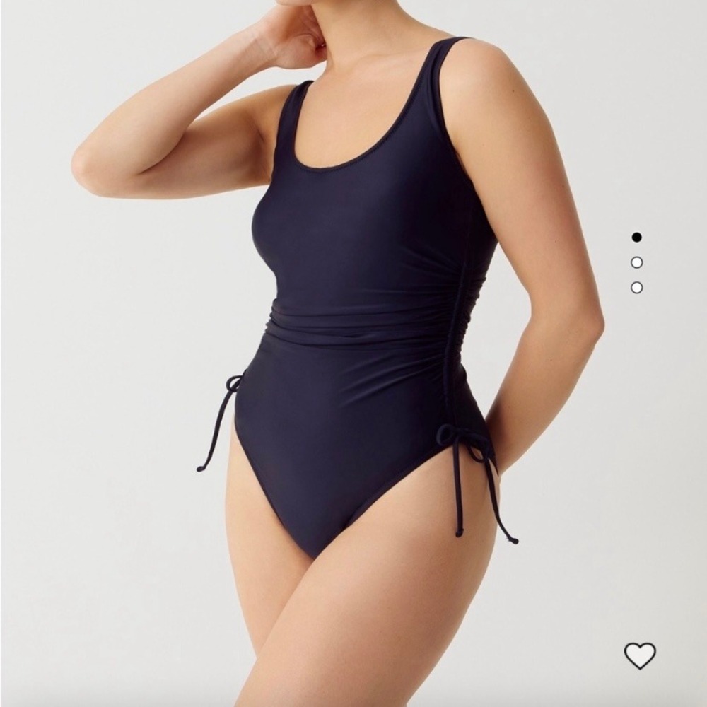 J Crew Ruched Side Tie One Piece Swimsuit Navy‎ Blue Womens 16 NEW SAMPLE